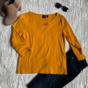 EUC!🥰 Rafaella Mustard Knit Long Sleeve Top